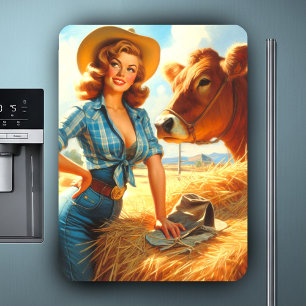 Vintage Cute Cowgirl Pin-up Magnet