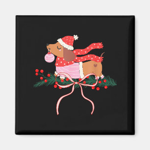 Vintage Cute Dachshund Christmas Wiener Dog Lover  Magnet