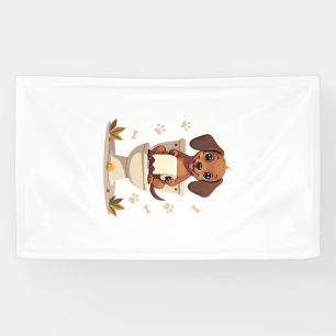 Vintage Cute Dachshund on Toilet Cartoon Bathroom  Banner