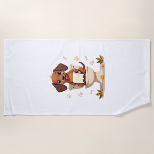 Vintage Cute Dachshund on Toilet Cartoon Bathroom Beach Towel