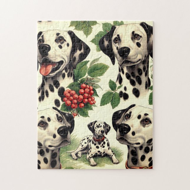 Vintage Cute Dalmatian Illustration Jigsaw Puzzle (Vertical)