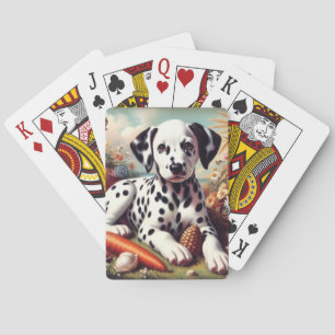 Vintage Cute Dalmatian Painting Playing Cards