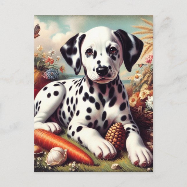 Vintage Cute Dalmatian Painting Postcard (Front)