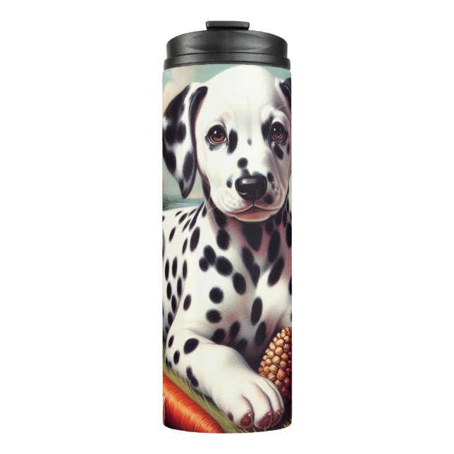 Vintage Cute Dalmatian Painting Thermal Tumbler (Front)