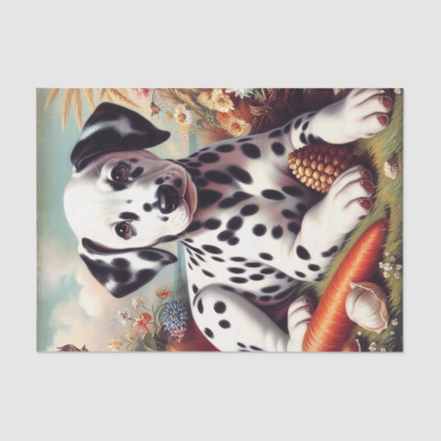 Vintage Cute Dalmatian Painting Tissue Paper (Front)