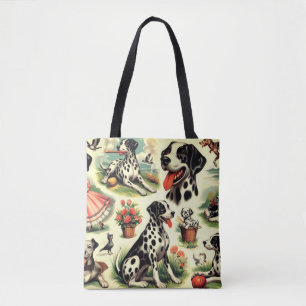 Vintage Cute Dalmatian Seamless Tote Bag