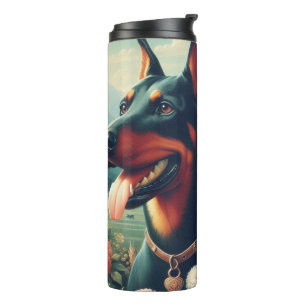 Vintage Cute Doberman Painting Thermal Tumbler