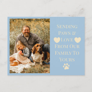 Vintage Cute Dog Lover Family Custom Photo Blue Postcard