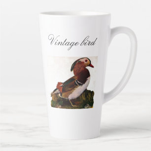 Vintage Cute Duck Colourful Bird and Foliage Latte Mug