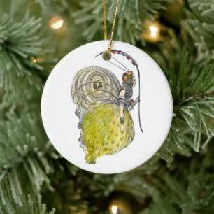 Vintage Cute Fantasy Butterfly Fairy with Wings Ceramic Tree Decoration