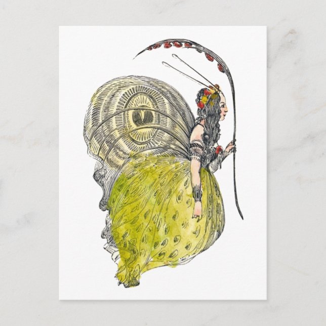 Vintage Cute Fantasy Butterfly Fairy with Wings Postcard (Front)