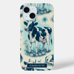 Vintage Cute Farm Cow Seamless iPhone 15 Case