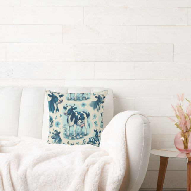 Vintage Cute Farm Cow Seamless Cushion (Couch)