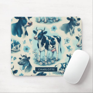 Vintage Cute Farm Cow Seamless Mouse Mat