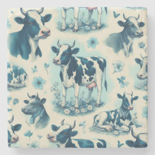 Vintage Cute Farm Cow Seamless Stone Coaster