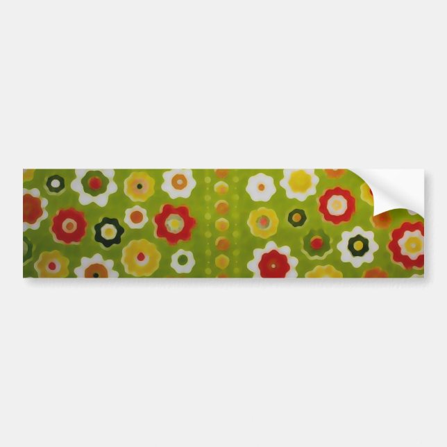 Vintage Cute Flower Power Retro Wallpaper Bumper Sticker (Front)