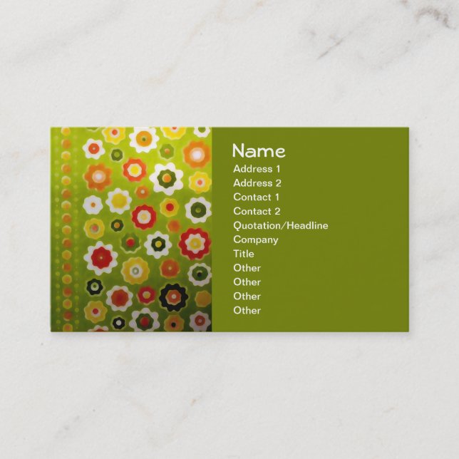 Vintage Cute Flower Power Retro Wallpaper Business Card (Front)