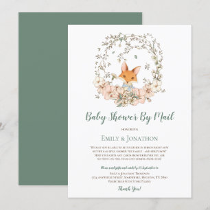 Vintage Cute Fox Floral Baby Boy Shower by Mail Invitation