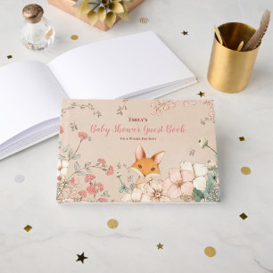 Vintage Cute Fox Florals Wishes For Baby Shower Guest Book