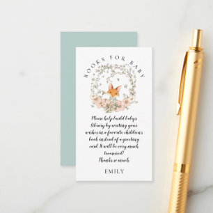 Vintage Cute Fox Foliage Books Baby Boy Shower Enclosure Card