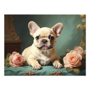 Vintage Cute French Bulldog Portrait Puppy Dog Photo Print