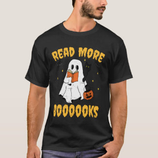 Vintage Cute Ghost Read More Books Black Cat Bats  T-Shirt