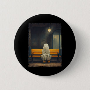 Vintage Cute Ghost Waiting Sitting On Chair Hallow 6 Cm Round Badge