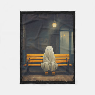 Vintage Cute Ghost Waiting Sitting On Chair Hallow Fleece Blanket