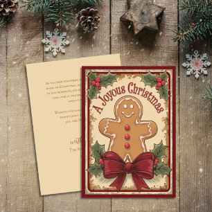 Vintage Cute Gingerbread Joyous Christmas Holiday Card