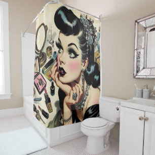 Vintage Cute Goth Pin Up Shower Curtain