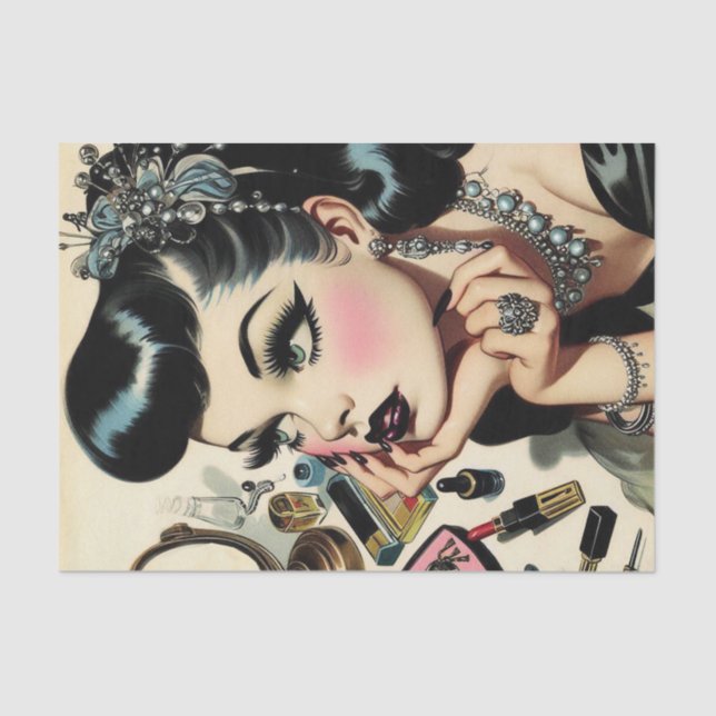 Vintage Cute Goth Pin Up Tissue Paper (Front)