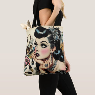 Vintage Cute Goth Pin Up Tote Bag