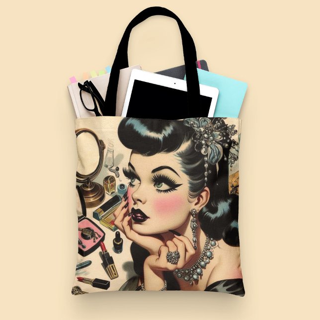 Vintage Cute Goth Pin Up Tote Bag (Creator Uploaded)