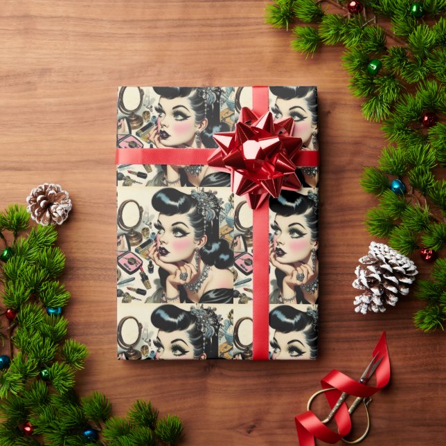 Vintage Cute Goth Pin Up Wrapping Paper (Holiday Gift)