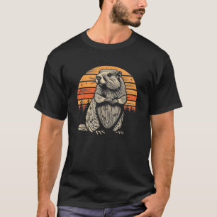 Vintage Cute Groundhog Holiday Retro Groundhog ani T-Shirt
