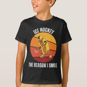 Vintage Cute Hot Dog Ice Hockey The Reason I Smile T-Shirt