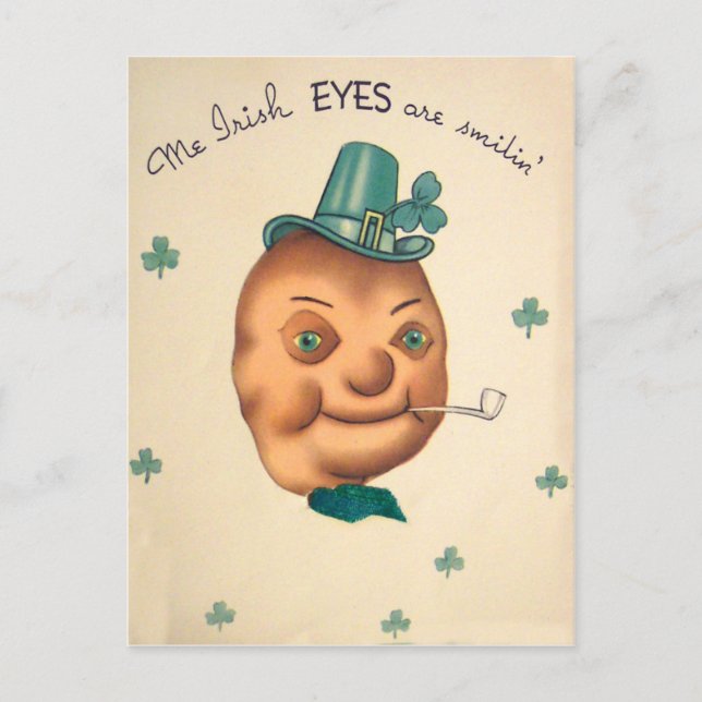 Vintage Cute Irish Potato St Patrick's Day Card (Front)