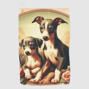Vintage Cute Italian Greyhound Painting Golf Towel