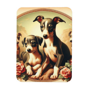 Vintage Cute Italian Greyhound Painting Magnet