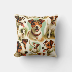 Vintage Cute Jack Russell Terrier Cushion