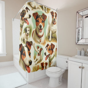 Vintage Cute Jack Russell Terrier Shower Curtain