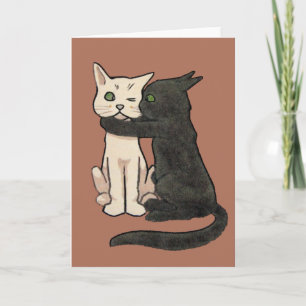 Vintage Cute Kissing Cat  Art Card