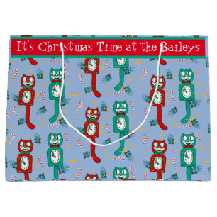Vintage Cute Kit Cat Clock Personalised Gift Bag