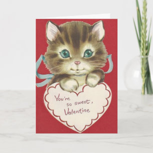 Vintage Cute Kitten Valentine's Day Card