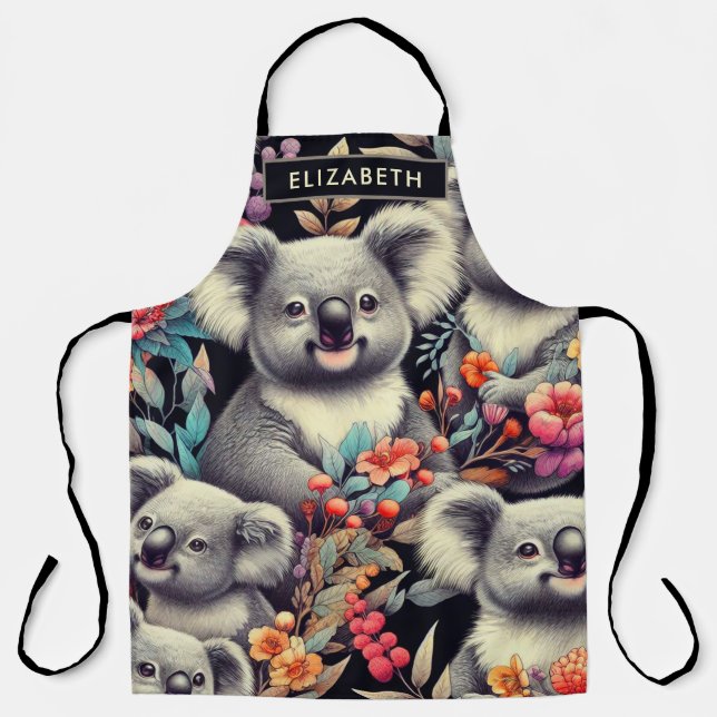 Vintage Cute Koala Painting Apron (Front)