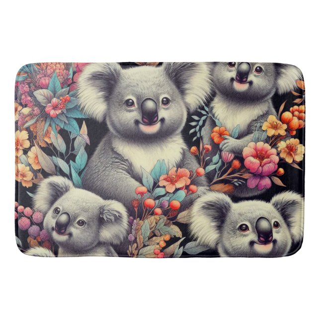 Vintage Cute Koala Painting Bath Mat (Front)