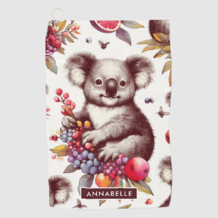 Vintage Cute Koala Painting Seamless Golf Towel