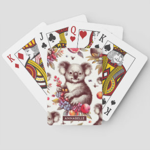 Vintage Cute Koala Painting Seamless Playing Cards
