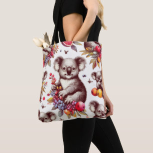 Vintage Cute Koala Painting Seamless Tote Bag