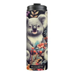 Vintage Cute Koala Painting Thermal Tumbler